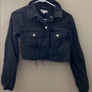 Washed Black Cropped Jean Jacket